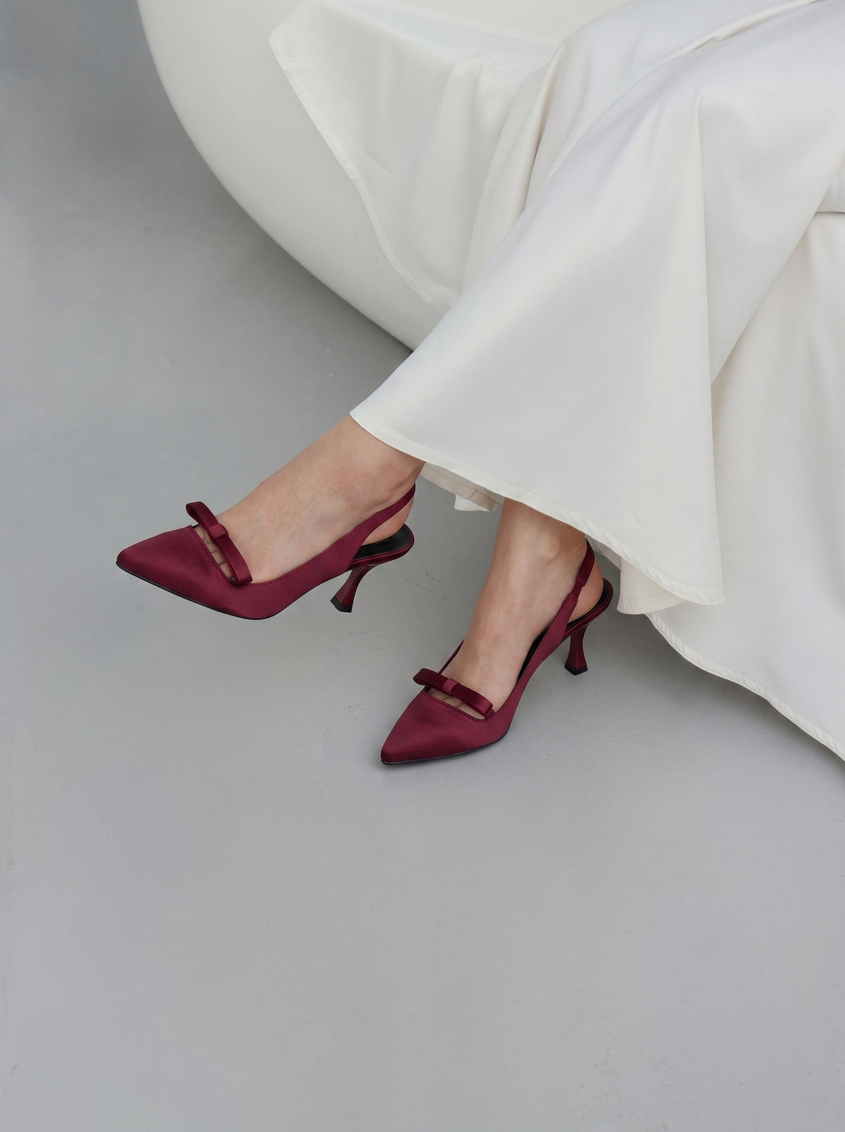 Satin Bow Slingback pointed toe heels for women in Pakistan